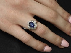 Fine 2.37ct GIA Madagascar Sapphire & 0.54ct Diamond Platinum Ring Size 6.75