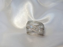 Sterling Silver 925 Multi Row Baguette CZ Highway Ross Simons Ring Size 6