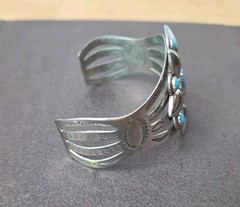VINTAGE BELL TRADING POST NICKEL SILVER SOUTHWEST CUFF BRACELET