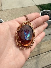 Vintage Juliana D & E for Celebrity N.Y. Amber Glass Cameo Brooch & Pendant