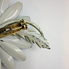 Vintage 1960s Blue Enamel Flower Brooch Rhinestone Mod Flower Power Pin – AS IS