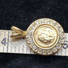 Vintage Costume Fashion Jewlery Gold tone faux Roman/Greek Coin Pendant