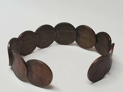 VINTAGE COPPER PENNY BRACELET 1960 & 1969 ANTIQUE COLLECTIBLE ESTATE JEWELRY