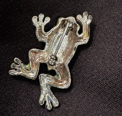 Vintage Green Toad Frog Brooch Pin Marcasite Gothic Whimsical Forest Fairy