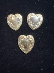 Vintage Gold Plated Heart for Jewelry Design/22K Quality Finish Over Brass NOS
