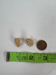 Jewelry -Earrings Marked ROMAN Gold-Tone Heart-Shaped Rhinestone Crystal Studded
