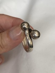 Vintage Mexico 925 Sterling Silver Double Bubble Ball Orb Modernist Ring