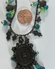 Vintage John Wind Maximal Art Cameo Necklace Dangle Rhinestones Signed Estate