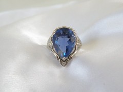 Vintage Sterling Silver 925 Large 10ct Natural Heated London Blue Topaz Ring 6