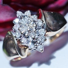 10k yellow gold ring 0.30ct natural diamond sz 5 cocktail handmade vintage 3gr