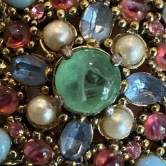 Vintage Signed HOLLYCRAFT Multicolor Cabochon Mughal Style Brooch
