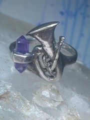Vintage Trumpet ring amethyst horn musical instrument sterling silver size 7.5