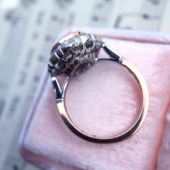 3CT Old European Cut Vintage Halo Lab Created Diamond Ring 14K Two Tone Gold FN