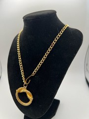 Vintage Gold Tone Rope Knot Pendant Necklace