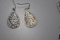 LOT Pierced Earrings Dangle Drop Silver Tone scroll hoop wire MN10