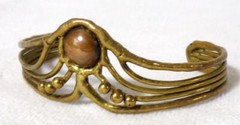Arts & Crafts OOAK Gilded Bronze Dark Ages Cuff Bracelet