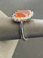 Gorgeous 14KT White Gold 4.00CT Mexican Opal & 1.00CTW Diamond Ring. S 6.5(FL419
