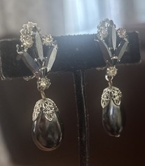 Juliana Hematite Vintage Rhinestone Drop Earrings