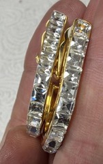 Vintage Gold Plated Baguette Princess Cut Crystal Channel Set 1.5” Clip-on