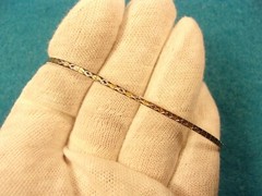 GORGEUOS LADY’S RHODIUM & GOLD PLATED STERLING SILVER “TINY PANEL LINK” BRACELET