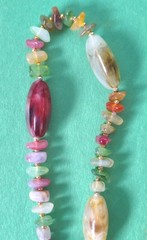 Vintage COLORFUL SWIRLED Acrylic Beaded Necklace W/Gold Tone Beads