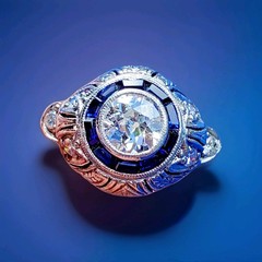 Original EARTH MINED DIAMOND Engagement Ring Deco PLATINUM SAPPHIRE Solitaire 5