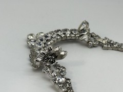 Vintage Rhinestone Crystal Silver-Tone BIB Statement Necklace Choker ~ 15-in