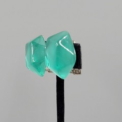 Vintage Teal Blue Translucent Resin Clip on Earrings Statement Drop 1 1/8″