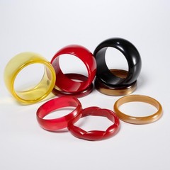 Vtg Plastic Acrylic Resin Lucite Red Yellow Brown Black Bangle Bracelet 8pc Lot