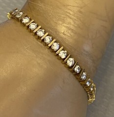 925 Vermeil CZ Tennis Bracelet 6ct Gold over Sterling Silver Line 7.25″