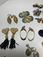 Vtg Lot of 54 Gold Tone Clip On & Screw Back Earrings Bergere Monet Trifari Etc