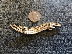 vintage rhinestone and jet black Art Deco swoop brooch 3 1/2”