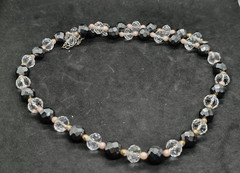 Vintage Magnetic Necklace with Faceted Hematite Beads and Crystal, 1970s
