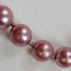 Lustrous Pink Simulated Pearl Beaded Necklace 18 In Adjustable 23.7mm
