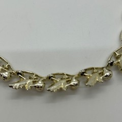 Vintage Judy Lee Gold Tone Necklace Leaf Design Faux Pearls Rhinestones Elegant