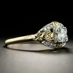 Art Deco Vintage Style Lab Created Diamond Wedding Anniversary 925 Silver Ring