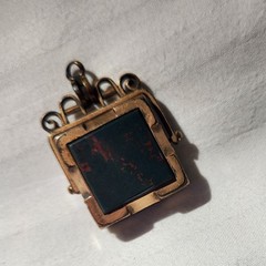 Vintage Victorian Spinner Fob Locket Polished Stones Double-sided