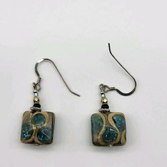 Fabulous Artisan Art Glass bead earrings pierced dangle