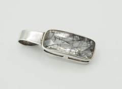Vintage Studio Art Modern sterling silver rutilated quartz minimalist pendant