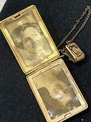 Vintage MH & company Marathon Gold Multi striped Rectangular locket Signed