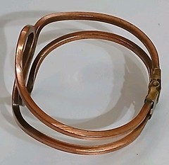 VTG MCM Brutalist Copper Bangle Bracelet Modernist Wavy Organic Hinged 7.5″ 25g