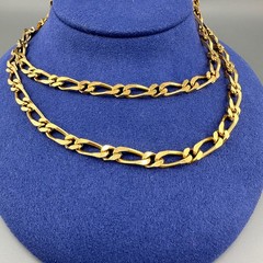 Vintage Figaro Chain Necklace Gold Tone 1990s 1/4″ Thick 29″ Long No Clasp
