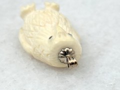 Vintage 10k Gold Hand Carved White Owl Pendant Wise Owl Masterful Artisan