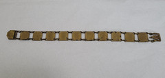 Paris France Souvenir Monuments Etched Enamel Link Brass Clasp Vintage Bracelet
