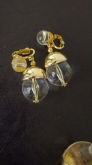 Vtg Lucite Clear Bubble Bobble Costume Gold Necklace Earring Bracelet SET MCM