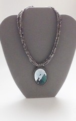 Cookie Lee NWT Silver Tone Beaded Necklace w/ Faceted Mirror Pendant 15″ to 19”