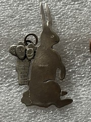 Vintage Sterling Silver Easter Bunny Pendant Signed No Chain