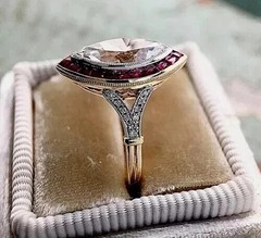 Art Deco Style 2.95Ct Lab Created Diamond Wedding & engagement 14K Gold FN Ring