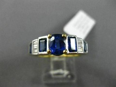 ESTATE 2.46CT DIAMOND & SAPPHIRE 18KT TWO TONE GOLD 3D FILIGREE ENGAGEMENT RING