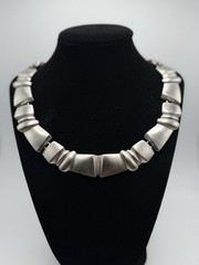 Vintage Monet Brushed Nickel Silver Tone Necklace 16”